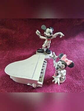 RARE 3PC Disney Hudson Fine Pewter Mickey & Minnie Barnyard Symphony Figurines